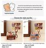 Decompression Wooden Fish Keychain Pendant Toy with Cow and Horse Buttons