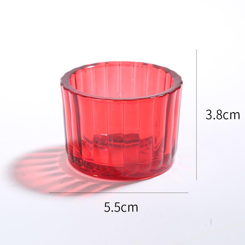 Transparent Glass Aromatherapy Candlestick Holder Colorful Vertical Pattern Retro Design for Home Decoration Empty Candle Cup