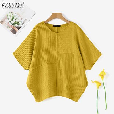 Women Casual O-neck Loose Summer Short Sleeve Blouse