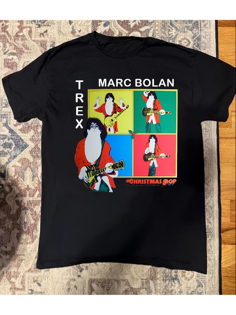 Mark Bolan & T. Rex Retro Graphic T-Shirt - Unisex Retro Band T-Shirt Featuring T. Rex Band Logo And Musical Note Design. A Music Lovers