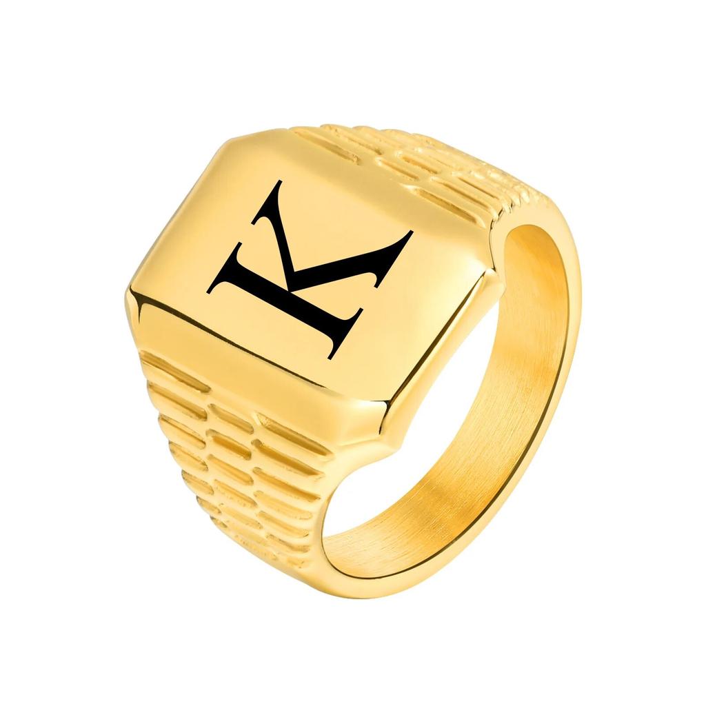 Bague Chevalière Initiale A - Argent Sterling - Personnalisable Taille 2 à 16 US