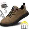 Fashion Micro Leather Safety Shoes Men Anti-stab Work Shoes Steel Toe Sneakers Man Work Safety Boots Anti-spark Welder Shoes Waterproof