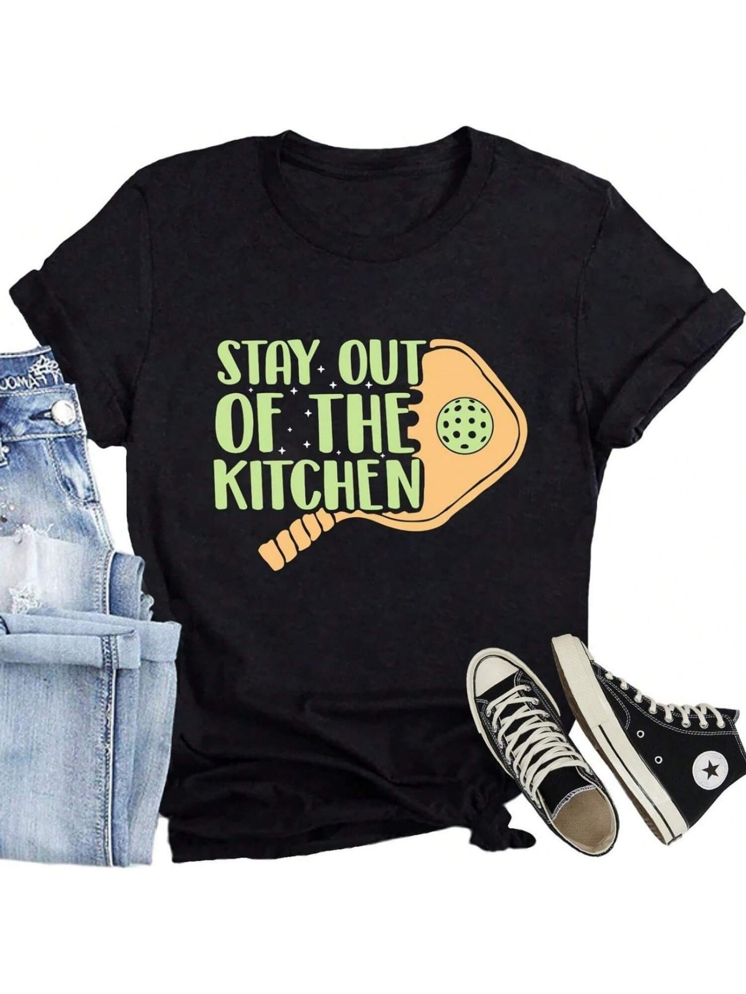 Pickleball Shirts For Wounisex Stay Out Of The Kitchen Printed T-Shirt Funny Pickleball Player Lover Tee Tops S разноцветный