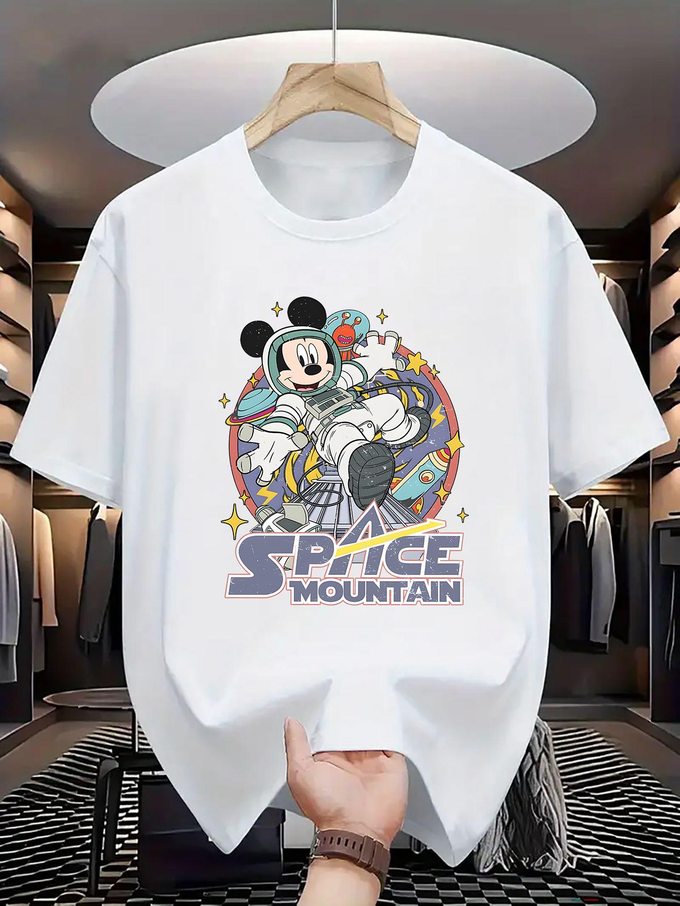 

Disney Space Mountain Mickey Mouse Astronaut Printed T Shirt Men Women Casual Short Sleeve Cartoon Graphic Tee Tops - Men s S... S разноцветный