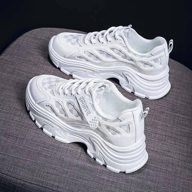 Fashion Rubber Sole Dark Luxury Woman Heels Sports Shoes Women Medium Heel Shoes Sneakers High Fashion Luxary Luxo Original Snaeker
