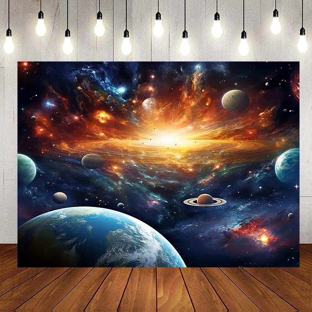 1 Piece Space Starry Sky Planet Nebula Pattern Background Cloth Traditional Party Decoration
