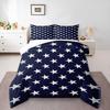 Duvet Cover Set White Stars Repeating Pattern Navy Blue USA Flag Patriotic 3 Piece Bedding for Men Room Decor Gift