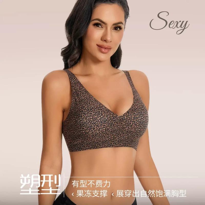 Women S Sexy Leopard Print Wirefree Push Up Breathable Bra