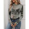 Women S Sexy Y2k Sheer Mesh Long Sleeve T Shirt Half High Neck Slim Fit