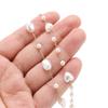 1 Meter Stainless Steel Heart Oval Beads Artificial Pearl Chains for DIT Jewelry Making Exquisite Necklace Bracelet Supplies