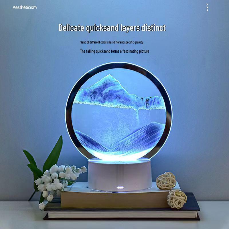 3D Quicksand Night Light Hourglass: Dynamic Home & Office Decor Gift