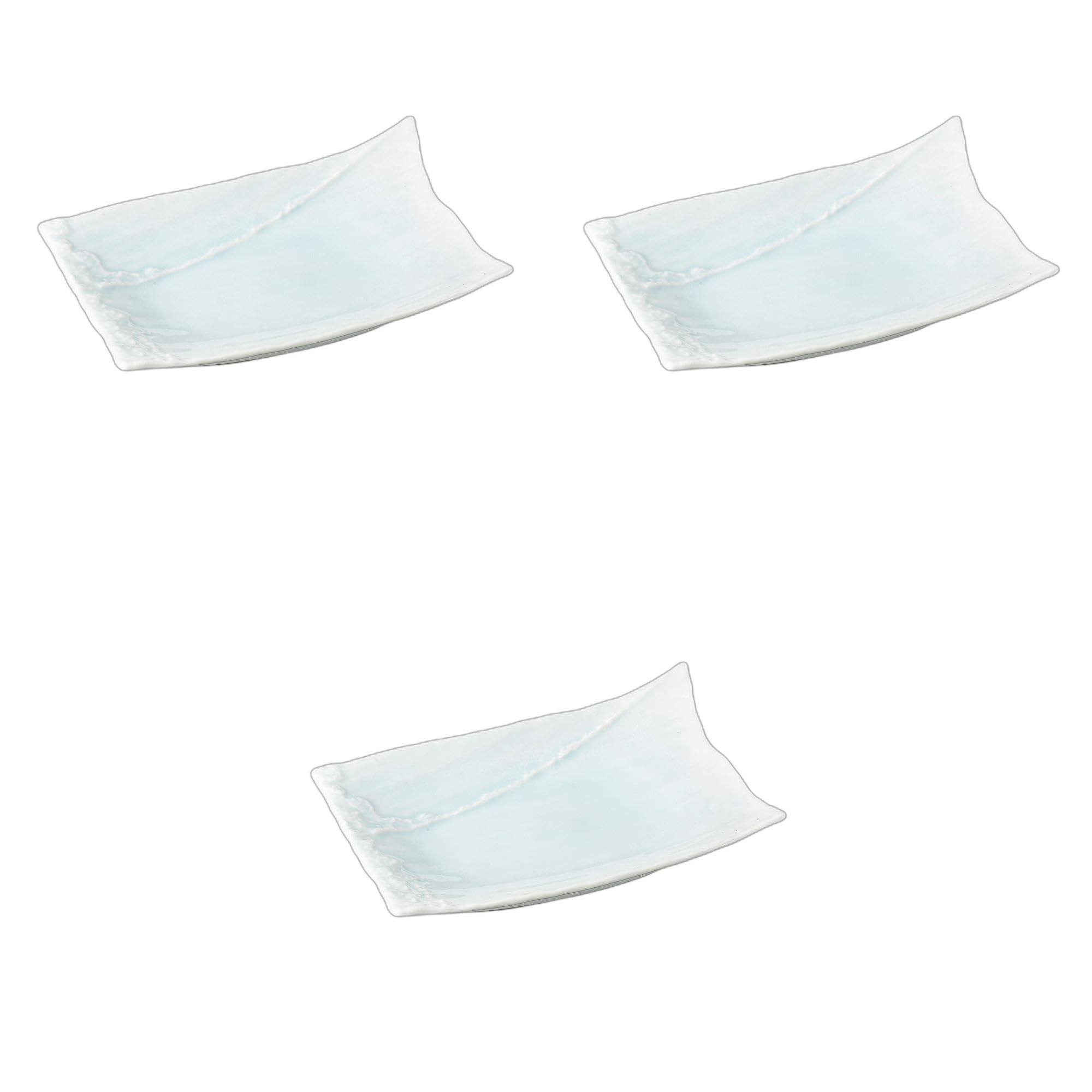 

Set of 3 Blue and White Porcelain Splash Serving Plates x x Ceramic Serving Plates by Setomonohonpo [27.5 19.2 5.5 cm]