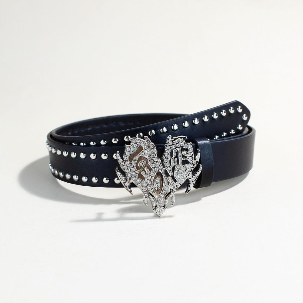 

Ремень из искусственной кожи с заклепками в стиле панк, один и тот же стиль для мужчин и женщин, высококачественный металлический ремень в стиле хип-хоп, ремень с пряжкой Love для женщин 103cm long