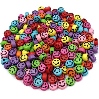 High Quality Round Flat Smile Creative 50Pcs 7mm Fashion for Earrings Necklace Making Mixed Color DIY Jewelry Accessories Loose Beads