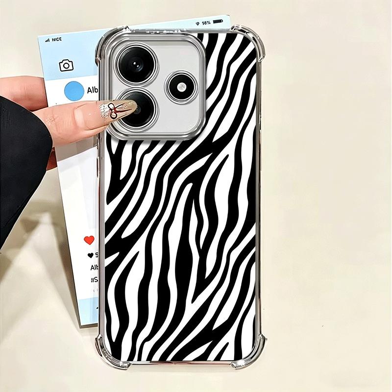 Zebra Stripe Black White Soft Phone Case For Xiaomi Poco X7 X8 Pro Max X6 X5 X3 F8 Ultra F7 M8 M7 M5S Redmi 15C 15A 15 14C 13C 1
