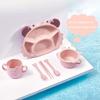 Set per l'alimentazione dei granchi per bambini, include piatto, ciotola, tazza, forchetta, cucchiaio e bacchette.