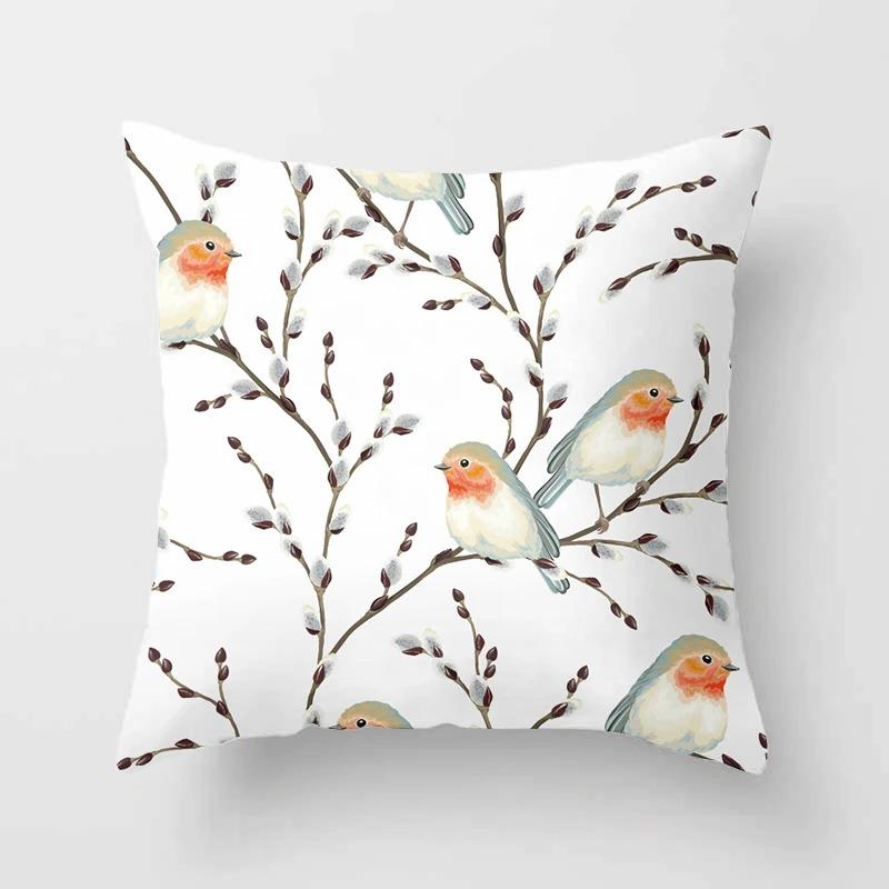 Birds and Flowers Decorative Pillowcases Living Room Office Home Pillowcases Car Ornaments