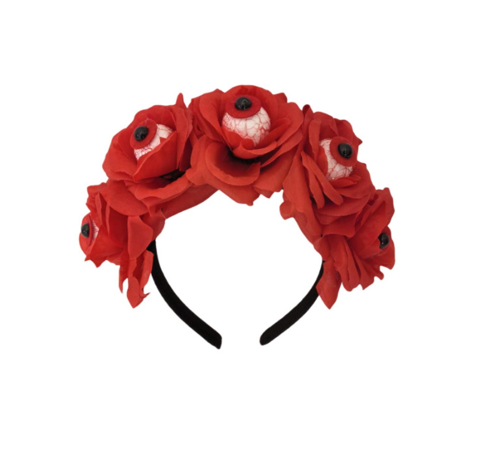 

Повязка на голову с имитацией розы на Хэллоуин, фестиваль призраков, повязка на голову с красной кровью и глазным яблоком, вечерние аксессуары для волос One Size красный