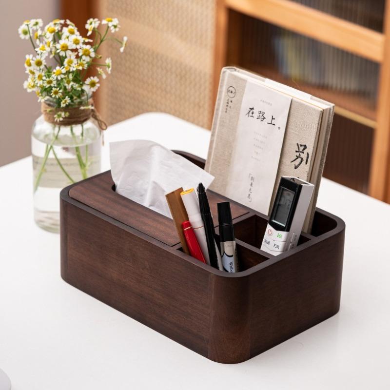 Walnut Wood Tissue Box Elegant Luxury Creative Tissue Case Rectangular Aesthetic Napkin Box Home Dining Table Storage Boxes