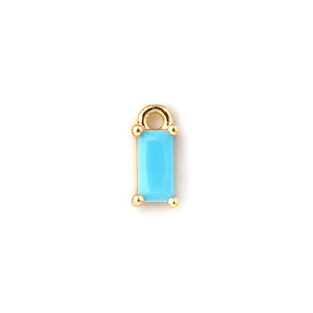 5 PCs Brass & Cubic Zirconia Birthstone Charms 18K Gold Plated Rectangle Mini Pendants For DIY Necklace Bracelet Making 9mm x4mm