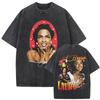 Washed Vintage Singer Lauryn Hill Graphic Print Tshirt Men Women Clothing Hip Hop Fashion Street Oversized Crewneck Tee Shirts
