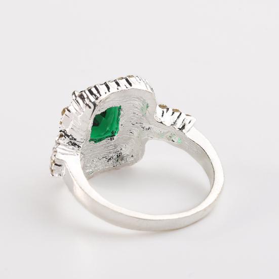 Women's Green Zircon Silver Plated Ring Wedding Bague Jewelry Gift