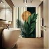 Tropical Botanical Leaf Green Gold Print Shower Curtain Waterproof Bathroom Decor Jungle Foliage Modern Spa Curtain for Home