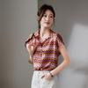 SOFSIL 2026 Summer Mulberry Silk Printed Short Sleeve Turn-Down Shirt