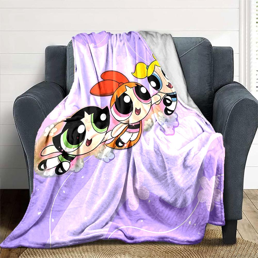 1pc Powerpuff2 Blanket, Gift, for Men and Women, Soft Blanket, Good for Sofa Bed Couch Travel, Lightweight Flannel Blanket