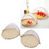 2Pcs Food Serving Tent Basket Fly Skeeter Insect Resistant Bamboo Basket With Dish Mesh Cover