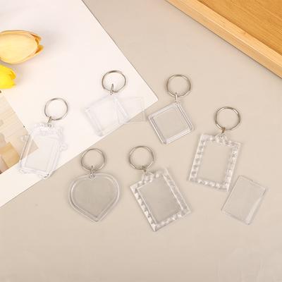 5Pcs Clear Bear Acrylic Blank Photo Frame Keychain Insert Photo Picture Frame Key Holder DIY Picture Frame Keyring Bag Pendant