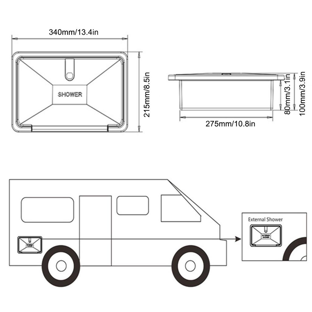 RV Shower Box RV Exterior Shower Box Kit Hot Cold Water Adjustable with Hose Lock Keys Exterior Shower Box for Motorhome