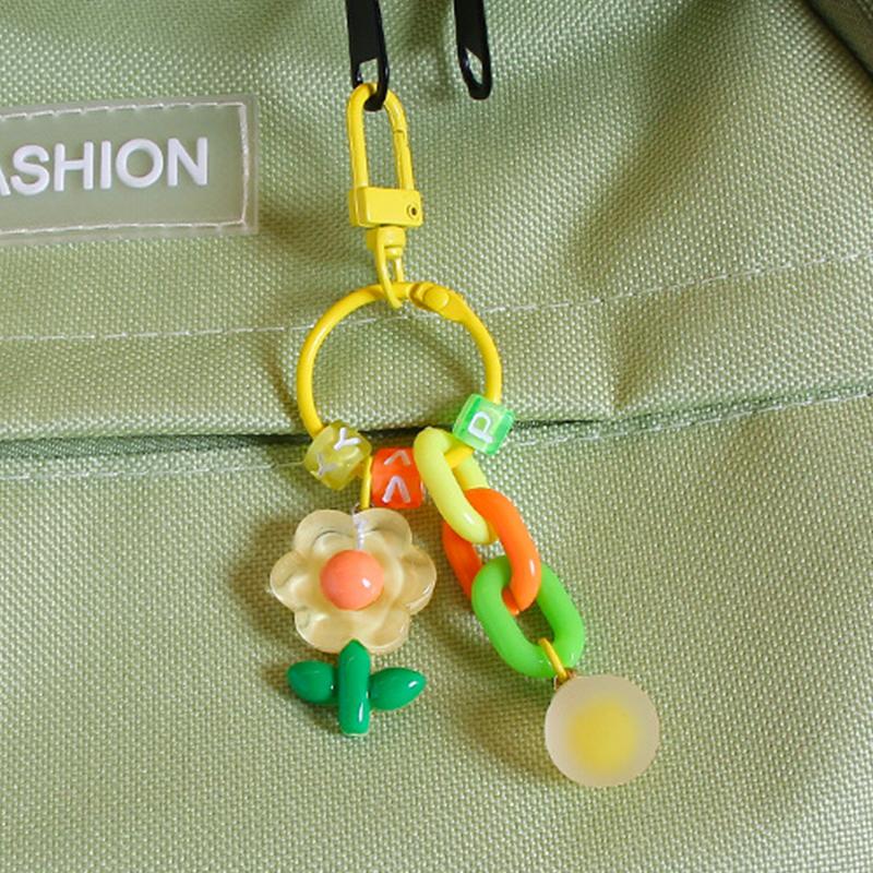 Ins Cute Tulip Keychain Color Ball Pendant Small Fresh Resin Car Key Chain Women'S Backpack Accessories Phone Case Charm Gift