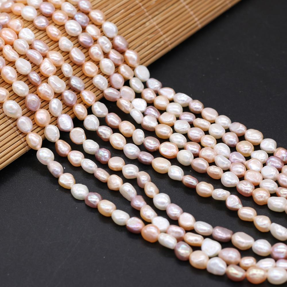 Boho Handmade Through Hole Pearl 5-6mm, Multicolor Natural Freshwater Pearls Beads for Jewelry Making DIY Necklace Accessories, Mother's Day Gift 36cm
