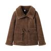 Mid-Age Women's Winter Fashion: Velvet-Thickened Short Cotton Jacket with Leather and Fur