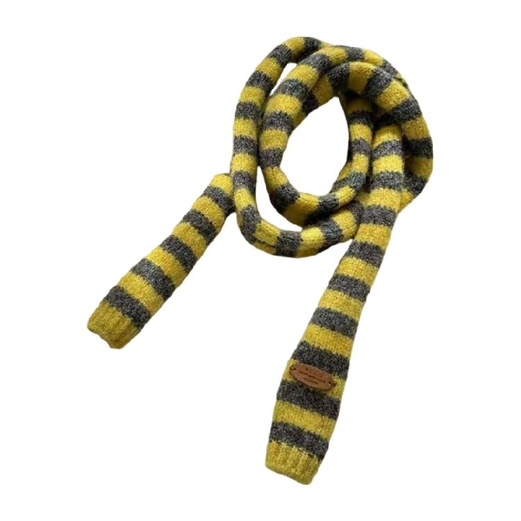 Fashion Thin Scarf Lightweight Striped Pattern Long Muffler Unisex Neckerchief Winter Accessory For Layered Outfits