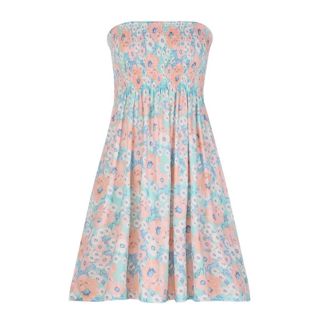 Women Sleeveless Summer Dresses For Women 2022 Wrap Chest Printed Beach Dress