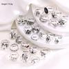 24 Pcs Gothic Skeleton Unisex Ring Set For Women Man Punk Grunge Butterfly Frog Jewelry Hip Hop Party Street Ring Accessories