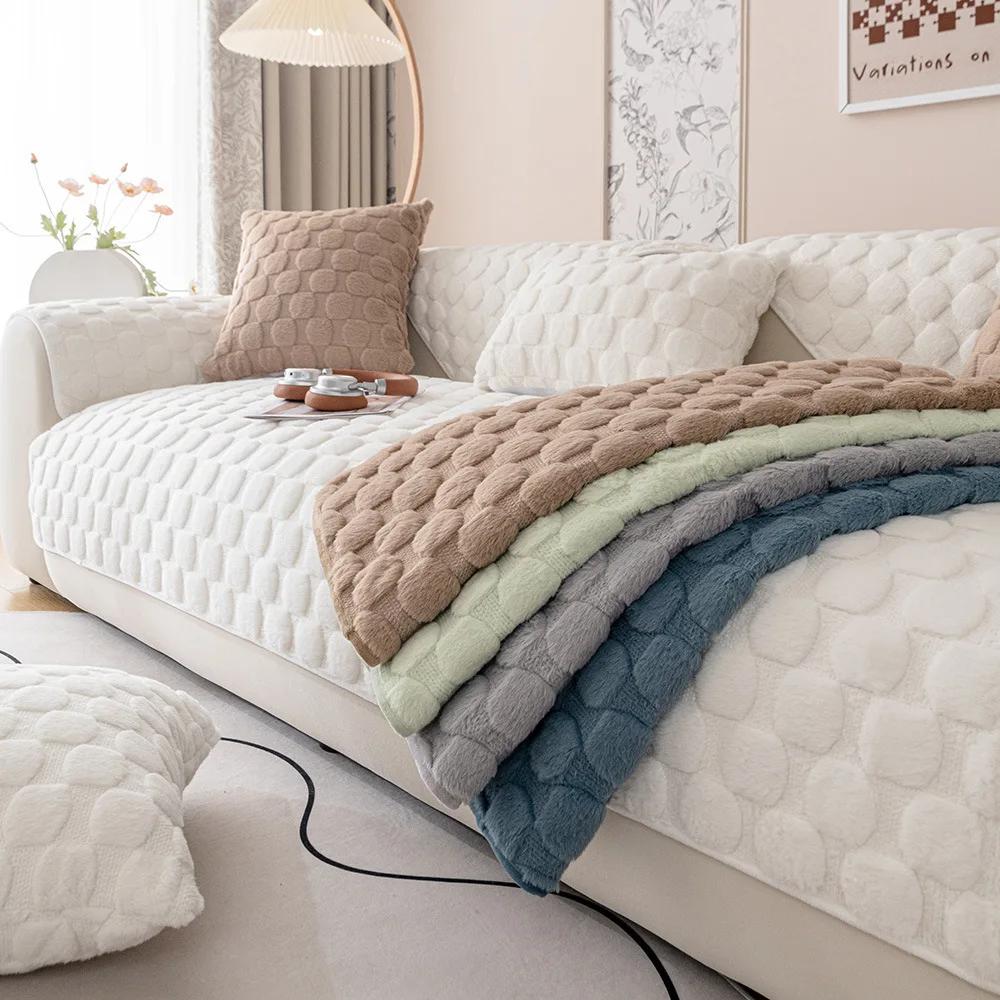 Universal Non-slip Corner Sofa Mat Thicken Plush Sofa Cover Winter Warm Sofa Towel Couch Cushion for Living Room Sofas Blanket