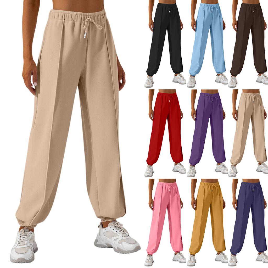 Women's Drawstring Trousers Solid Color Casual Sweatpants