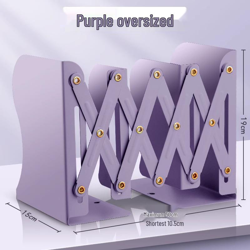 Retractable Bookend with Pen Holder - Foldable Desktop Bookshelf and Divider