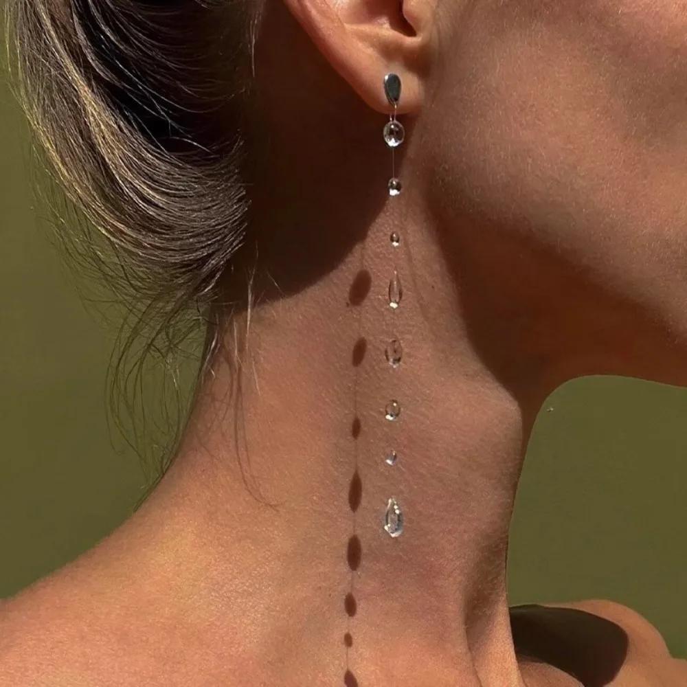 Women Elegant Accessories New Water Drop Necklace Raindrop Earrings Resin Ice Clear Dewdrop Jewelry Transparent Dewdrop Necklace