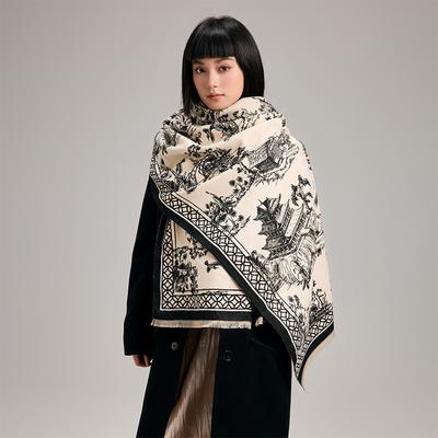 Antiker Stil, Winterwärme, Mode, Hochwertiger Faltenreduzierender Schal, Literarischer Retro, Doppelseitiges Tuch, Umhangschal, Damen