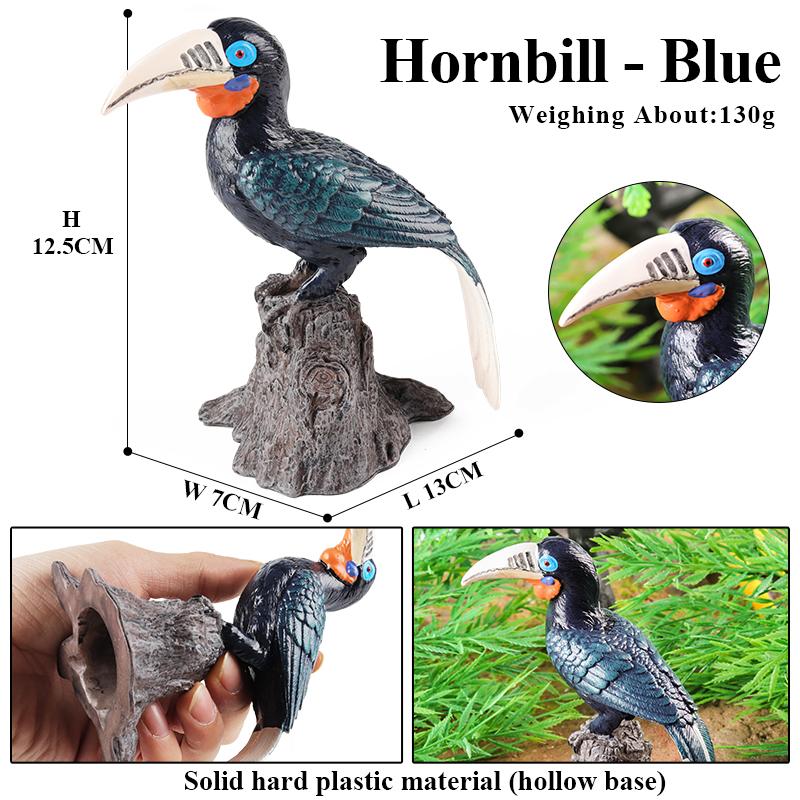 Oenux Bird Nest Animals Peacock Parrot Trogon Hornbill Owl Model PVC Action Figures Big Garden Decoration Cute Kids Toy Gift