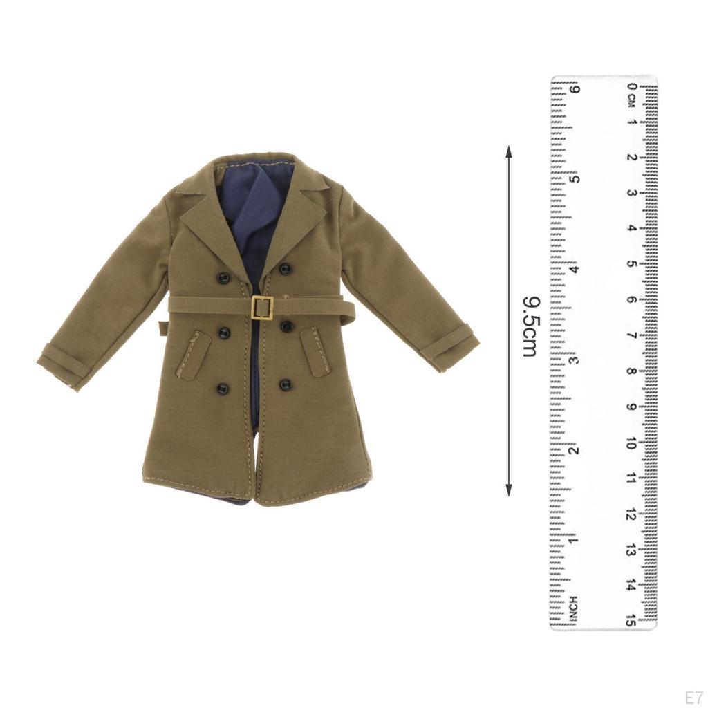 1/12 Figure Long Trench Coat with Belt for 6inch Action Figures