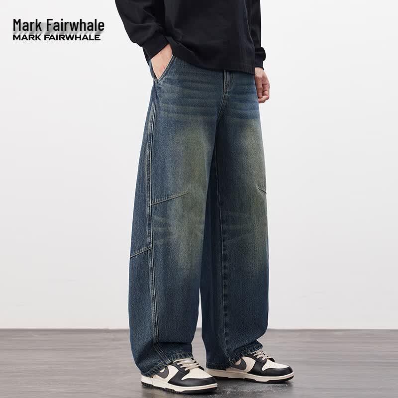 MARK FAIRWHALE Men's Summer Loose Fit Straight Leg Jeans
