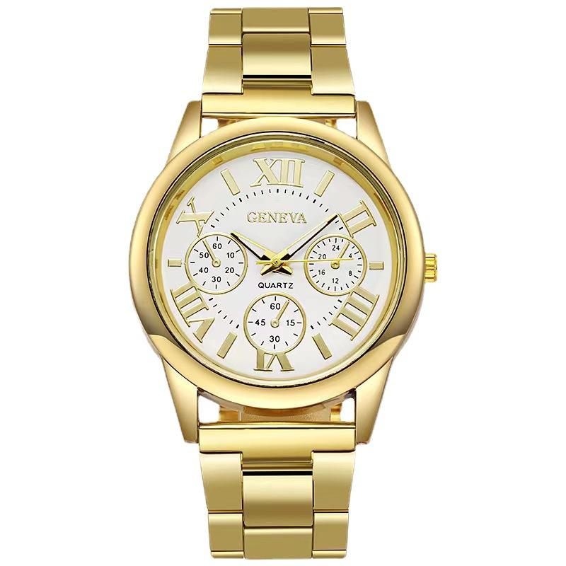 

Classic Casual Quartz Watch Men Stainless Steel Dress Wristwatch 3 Eyes Gold Quartz Wristwatches Ladies Clock