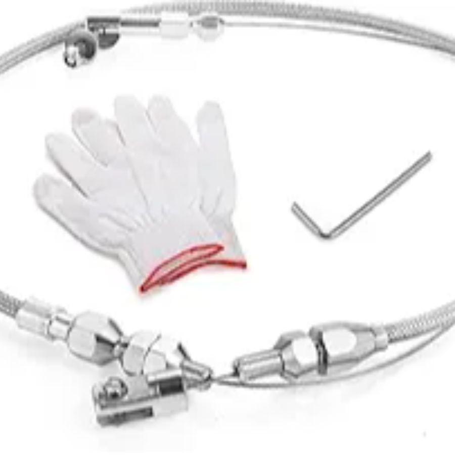 24  Universal Throttle Cable Stainless Steel Braided Covering Locking Kit with A