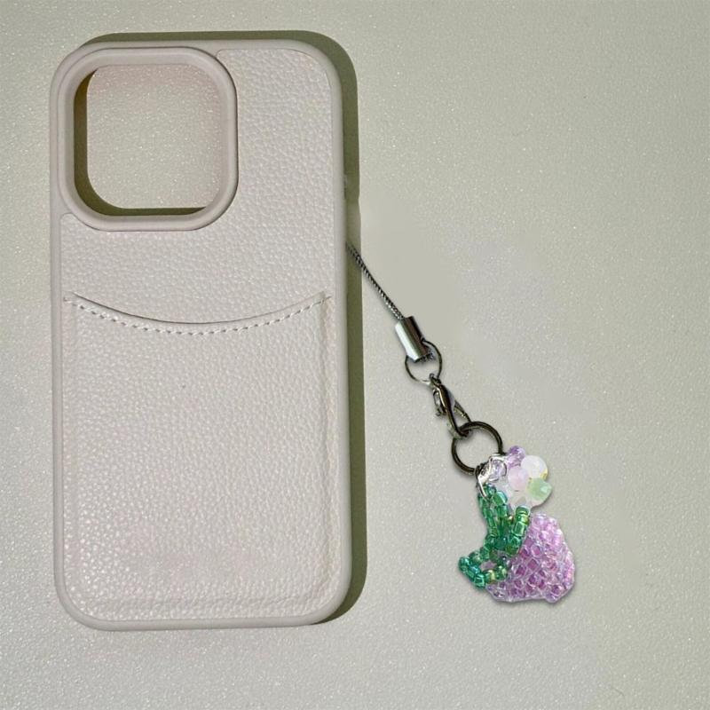 Grape Beaded Phone Chain Adds Personality to Your Device Colorful Phone Lanyard Handmade Bead Arrangement for Daily