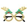 huaqianguhh Christmas Glasses, Glitter Holiday Party Glasses Frames, Santa Hat Tree Snowman Bear Funny Eyeglasses for Favors